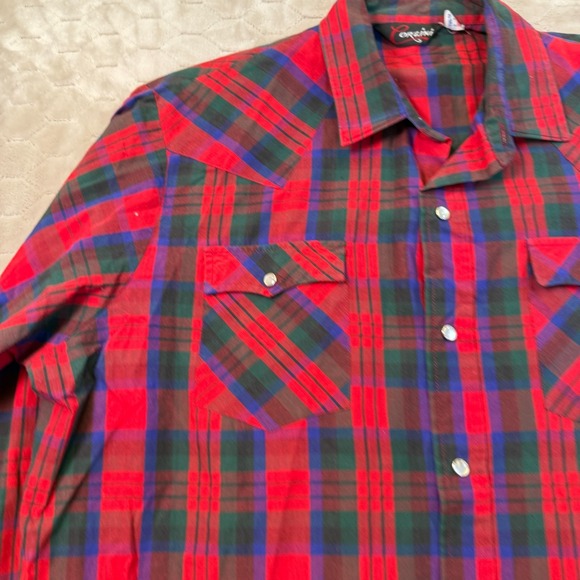 VTG Corzini Plaid Snap Pearl Button Western Shirt Mens XL Tall  Made in USA - Picture 4 of 12